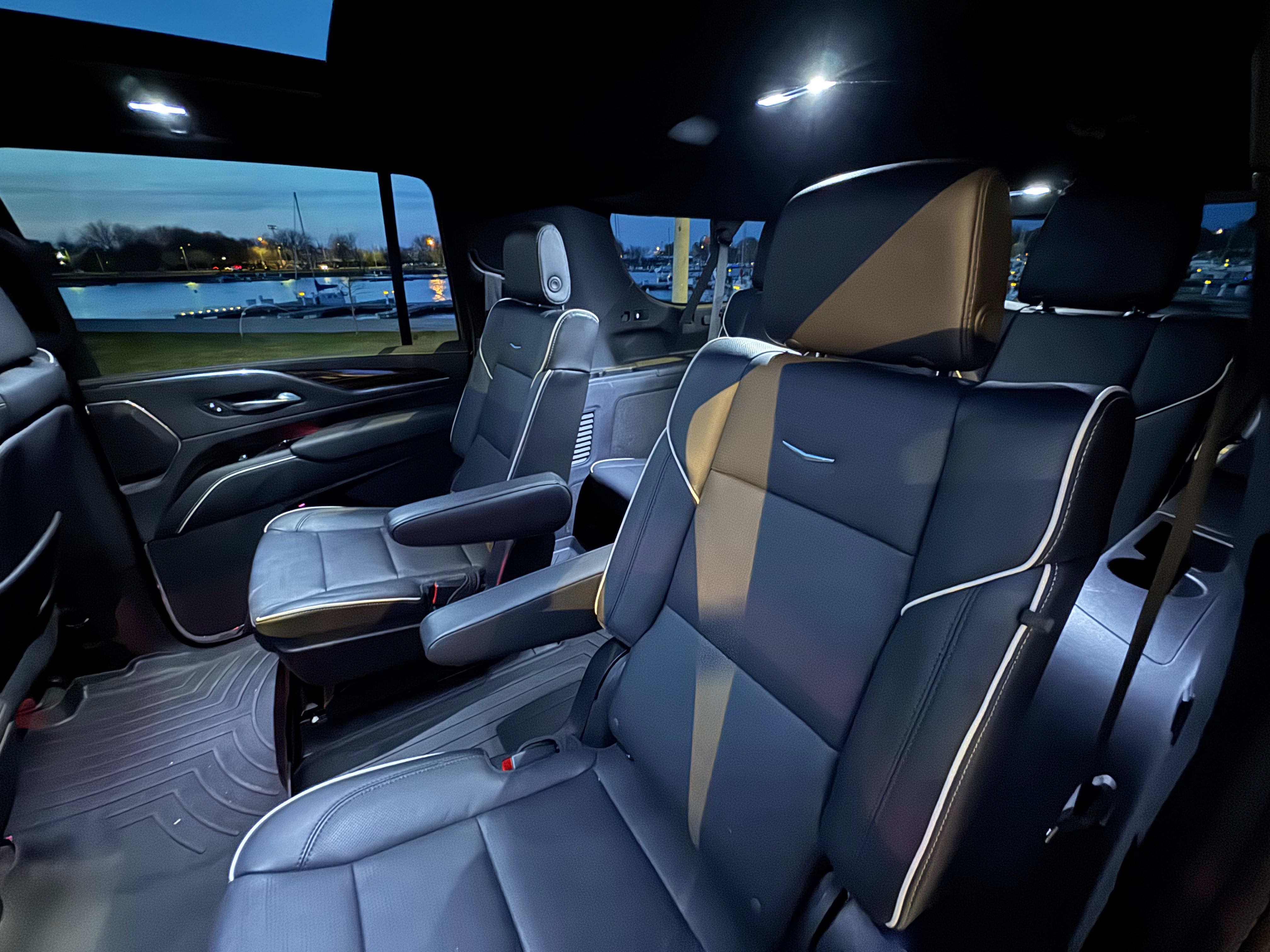 Cadillac Escalade interior – three-row leather seats
