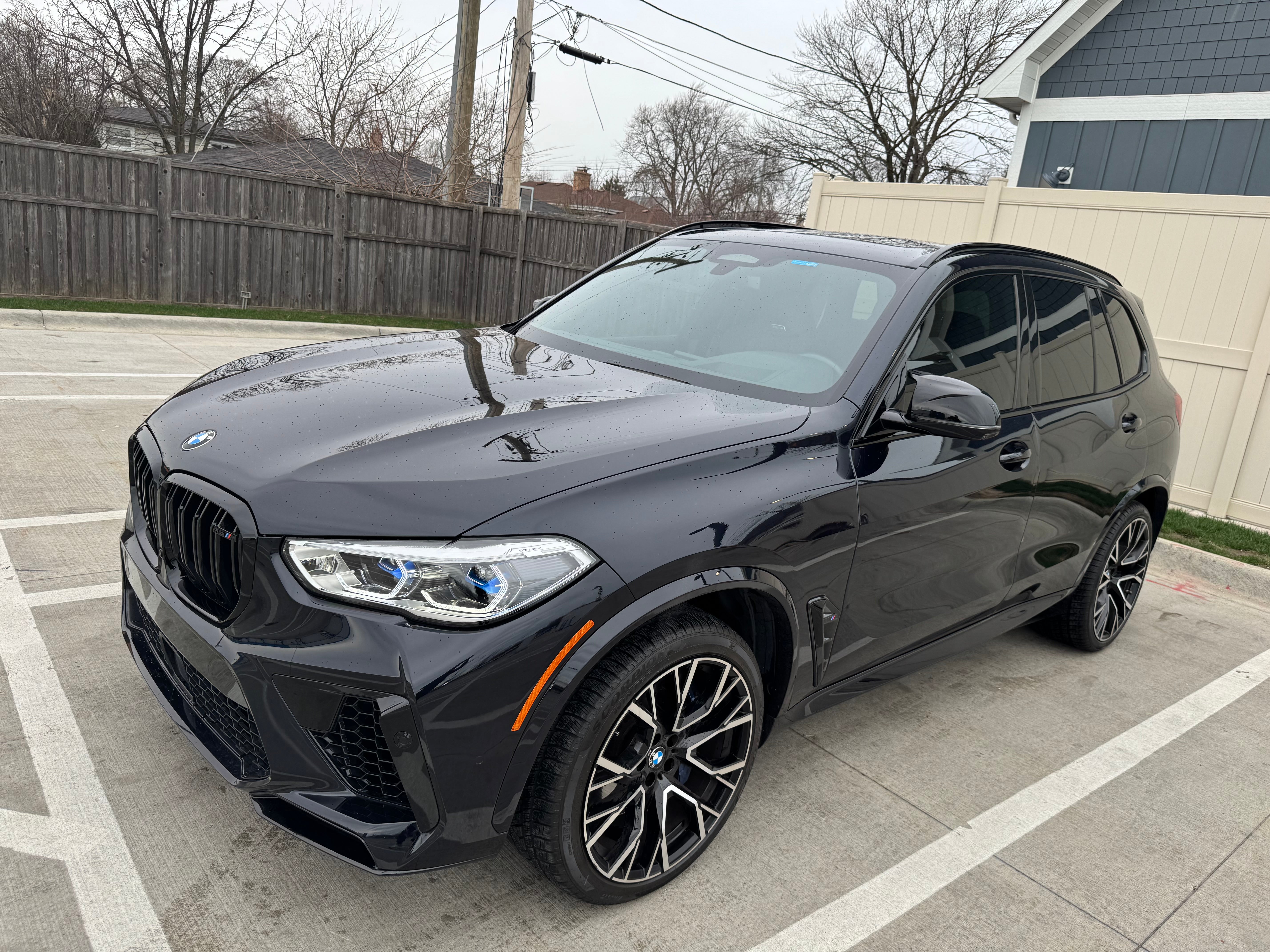 BMW X5 M Competition front profile – performance SUV rental Chicago