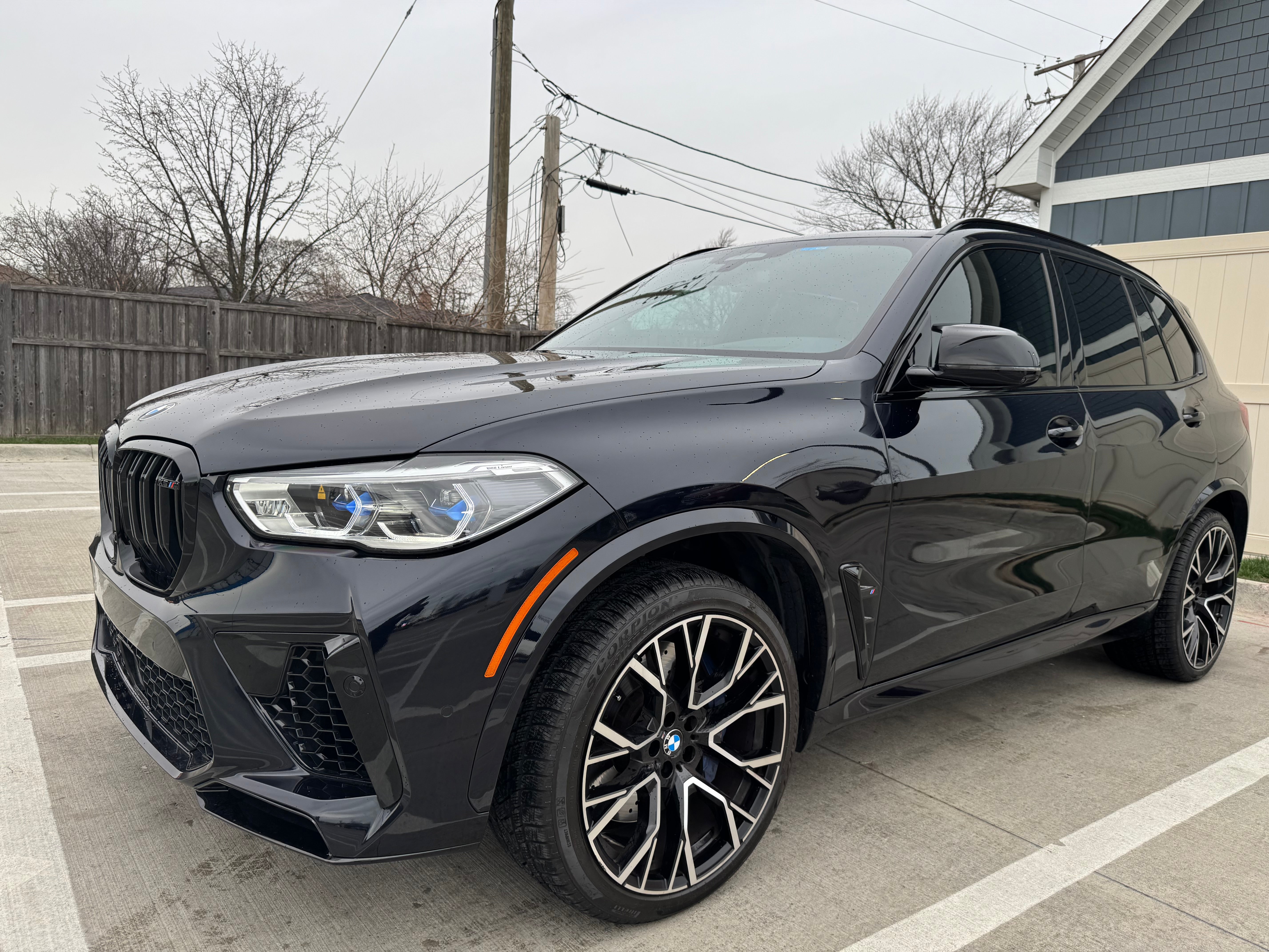 BMW X5 M Competition front profile – performance SUV rental Chicago